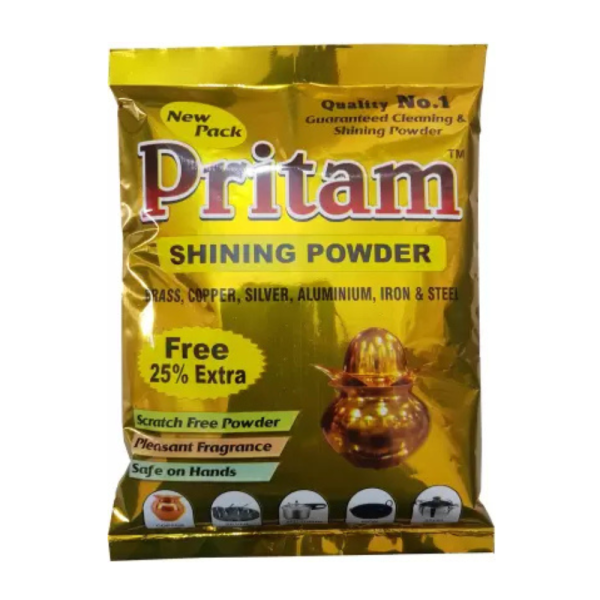 Pritam Shining Powder for Brass, Copper, Aluminium, Steel & Silver 200Gm. + 50Gm. Free Dishwashing Detergent  (2.5 kg)